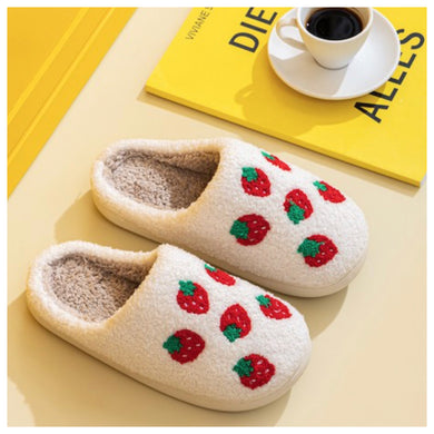 Strawberry Fuzzy Slippers