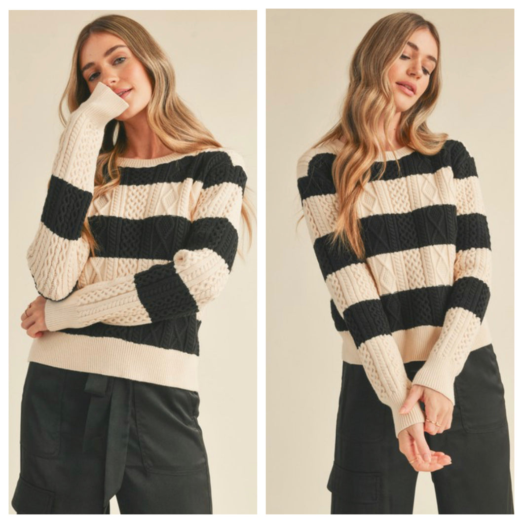 Bonjour Striped Sweater Black/Cream
