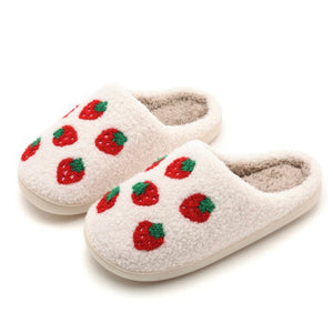 Strawberry Fuzzy Slippers