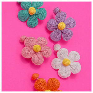 Raffia Daisy Earrings Lavender
