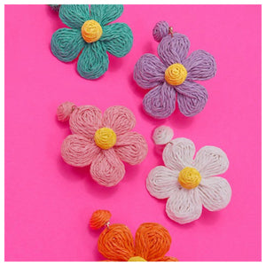 Raffia Daisy Earrings Lavender