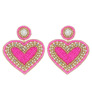 Beaded Heart Earrings hi