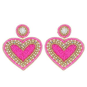 Beaded Heart Earrings