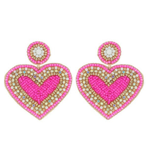 Beaded Heart Earrings hi