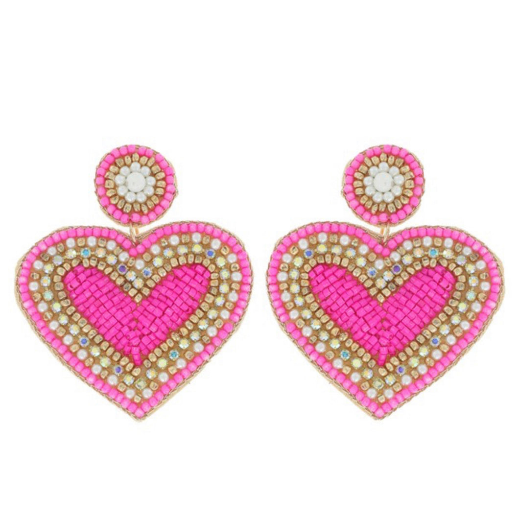 Beaded Heart Earrings