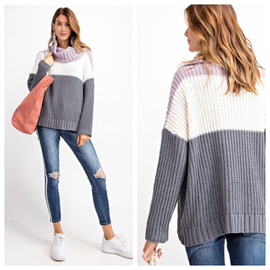 Lilac Haze Color Block Sweater