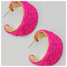 Sasha Raffia Hoops Hot Pink