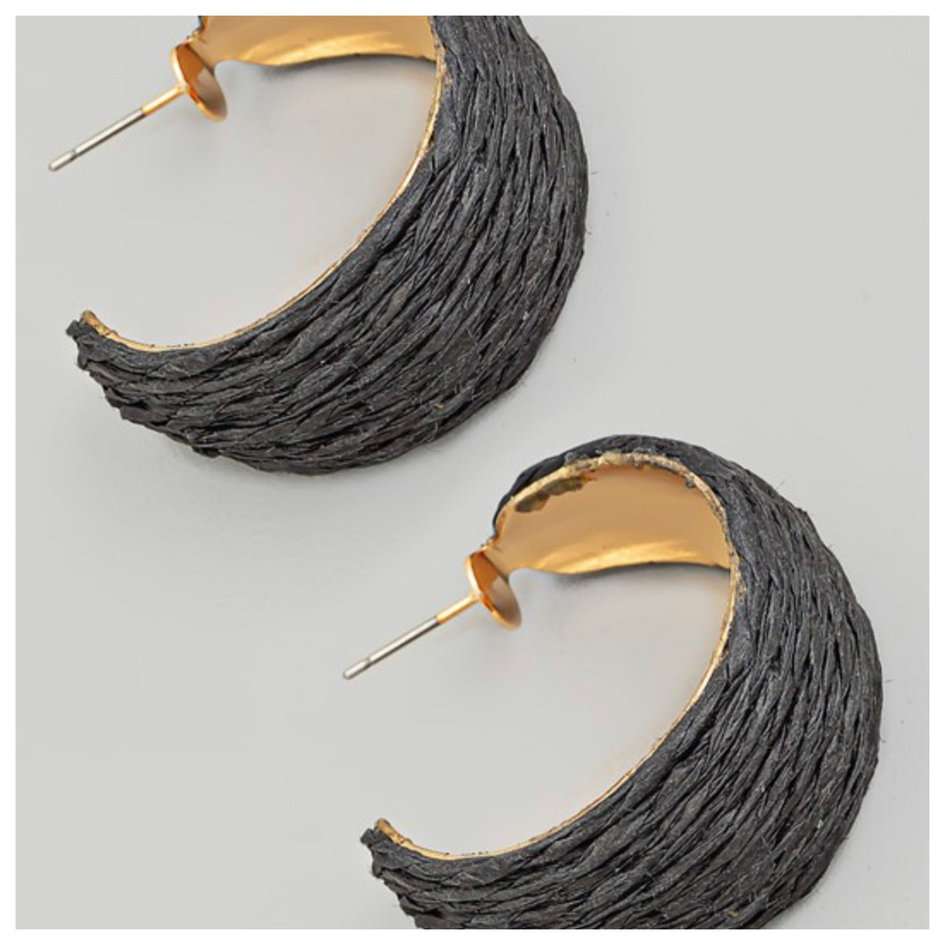 Sasha Raffia Hoops Black