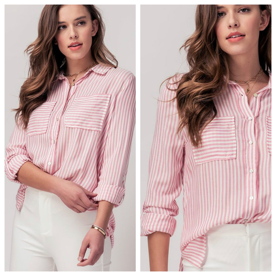 Emily Button Up Pink