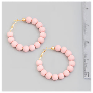 Cleo Beaded Hoops Pink