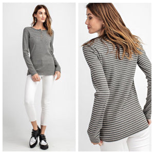 Pin Stripe Ribbed Henley