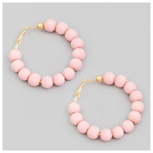 Cleo Beaded Hoops Pink