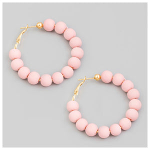 Cleo Beaded Hoops Pink