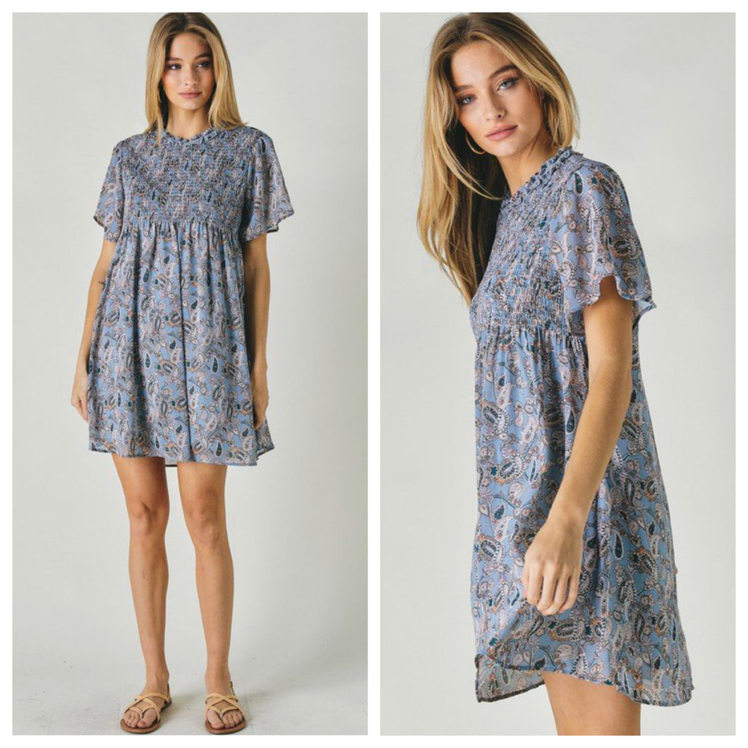 Something Blue Smocked Dress